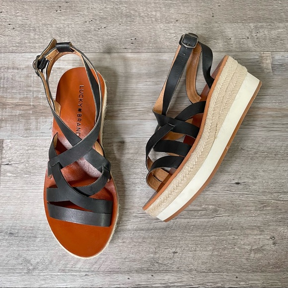 Lucky Brand Shoes - NEW Lucky Brand Jenepper Leather Strappy Boho Espadrille Platform Wedge Sandals